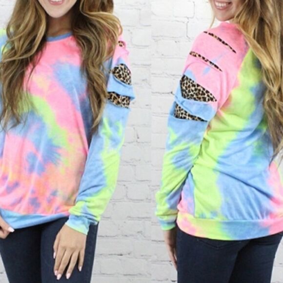 Long sleeve Tie dye with leopard - Picture 1 of 1